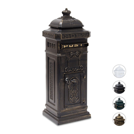 Antique Style Freestanding Mailbox, Cast Aluminium