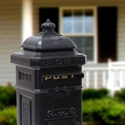 Antique Style Freestanding Mailbox, Cast Aluminium