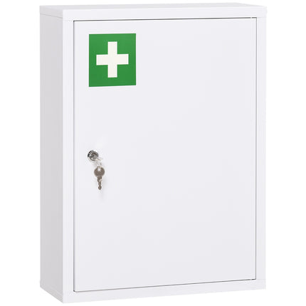 Armoire d'apothicaire murale verrouillable 2 clés en acier blanc 40 x 15 x 53,5 cm
