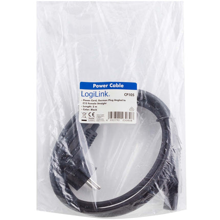 Câble d'appareil 90° - C15 Droit Noir 2m