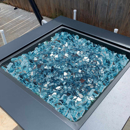 Aqua Blue Reflective Fire Pit Glass, 10 lb, 1/2 Inch