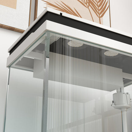 Aquarium, aquarium en verre de 41 litres avec système de filtration, lumières LED, pompe à eau, aquarium compact pour diverses espèces de poissons, blanc