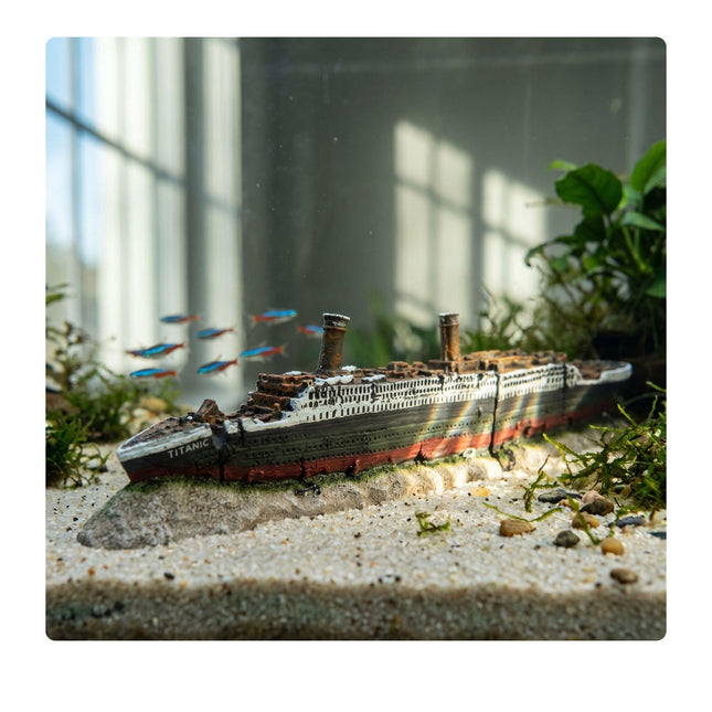 Aquarium Titanic-Schiffswrack-Ornament, ungiftiges Harz