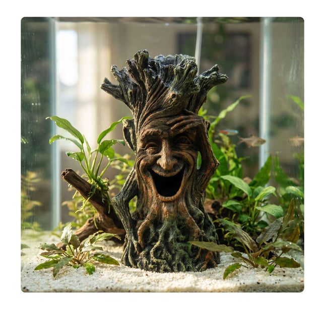 Aquarium-Baumschmuck mit Gesicht, Höhlenversteck, Harz