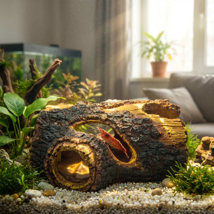 Aquarium Tree Trunk Cave Decor, Non-Toxic Resin