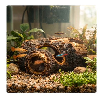 Aquarium Tree Trunk Cave Decor, Non-Toxic Resin