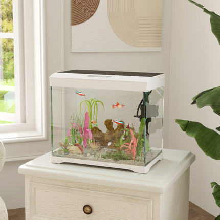 Tropisches Aquarium mit LED, Filter & Pumpe, 17L Weiß