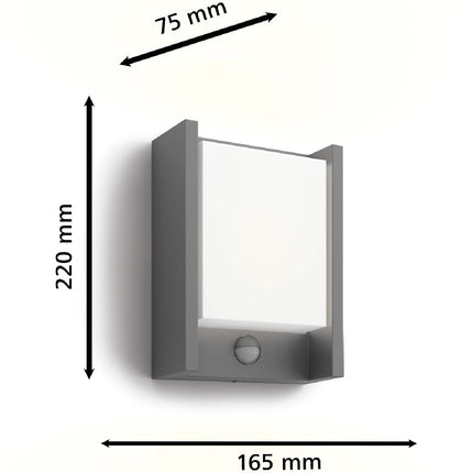 Arbor Wandleuchte Sensor Ultra Effiziente LED 3,8W 800lm Anthrazit
