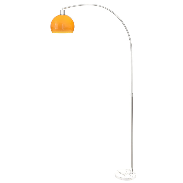 Bogen-Stehleuchte mit Fußschalter, Marmorfuß, Weiß/Orange