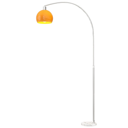 Bogen-Stehleuchte mit Fußschalter, Marmorfuß, Weiß/Orange