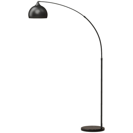 Arc Floor Lamp with Foot Switch and Marble-Look Base, 170-180 cm, Black