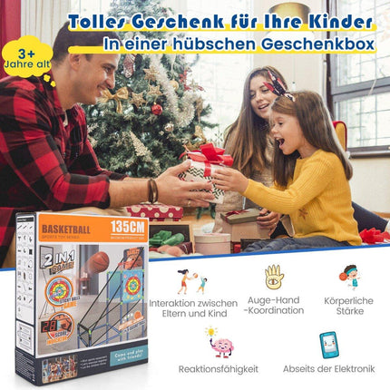 Arcade-Basketballspiel-Set mit Anzeigetafel und Soundeffekten, inklusive 2 Basketbällen und Pumpe, blau