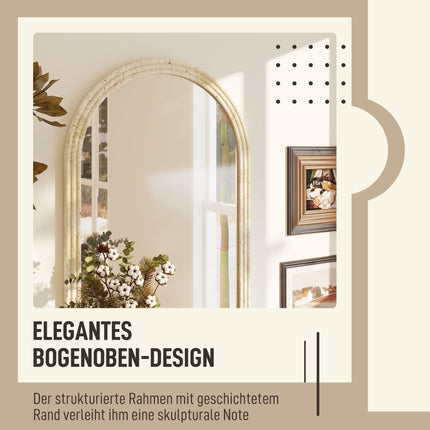 Gewölbter Wandspiegel, Beige, 50 x 70 cm, Polystyrolrahmen