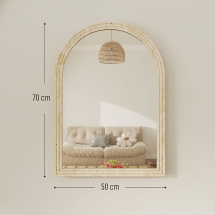 Gewölbter Wandspiegel, Beige, 50 x 70 cm, Polystyrolrahmen