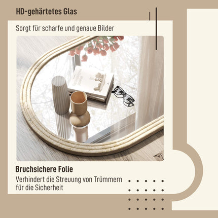 Gewölbter Wandspiegel, Beige, 50 x 70 cm, Polystyrolrahmen