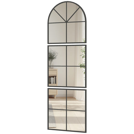 Arched Wall Mirror, Black Metal Frame, 60 x 180 cm