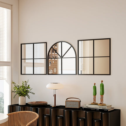 Arched Wall Mirror, Black Metal Frame, 60 x 180 cm