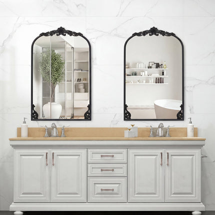 Arched Wall Mirror with Baroque Gold Ornate Frame
