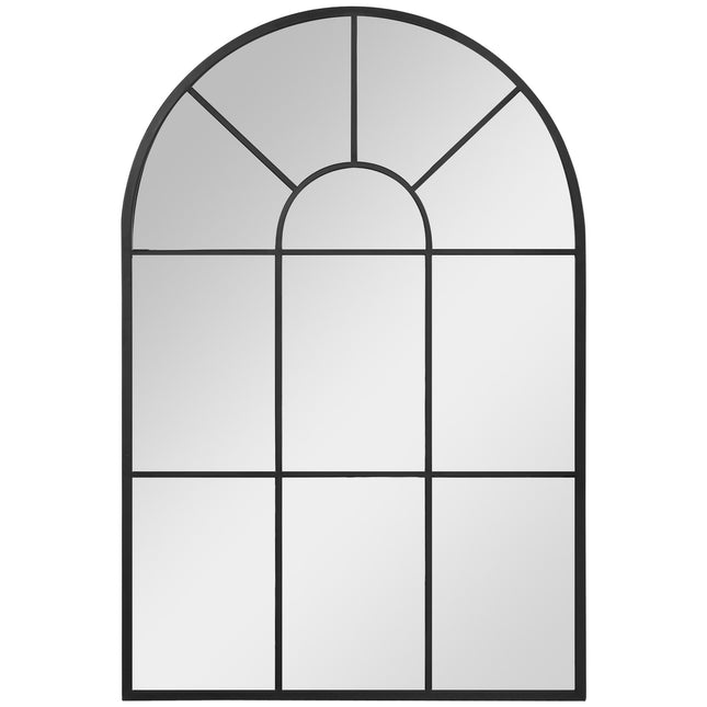 Gewölbter Wandspiegel aus schwarzem Metall 91x60cm zur Heimdekoration