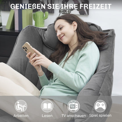 Grauer Samt-Loungesessel mit Seitentasche und Stahlbeinen