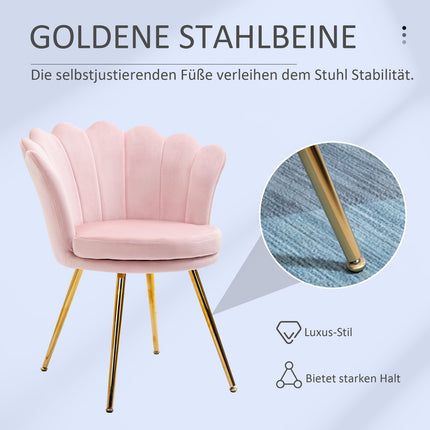Fauteuil Woonkamer Relaxstoel Loungestoel met Lotusvormig Design Gestoffeerde Stoel met Metalen Poten Fluweellook Enkele Stoel voor Slaapkamer Roze Aosoom