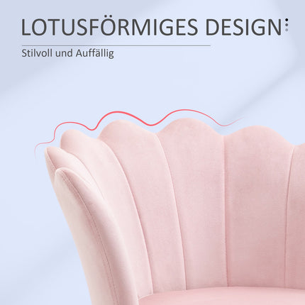 Fauteuil Woonkamer Relaxstoel Loungestoel met Lotusvormig Design Gestoffeerde Stoel met Metalen Poten Fluweellook Enkele Stoel voor Slaapkamer Roze Aosoom