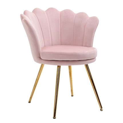Fauteuil Woonkamer Relaxstoel Loungestoel met Lotusvormig Design Gestoffeerde Stoel met Metalen Poten Fluweellook Enkele Stoel voor Slaapkamer Roze Aosoom