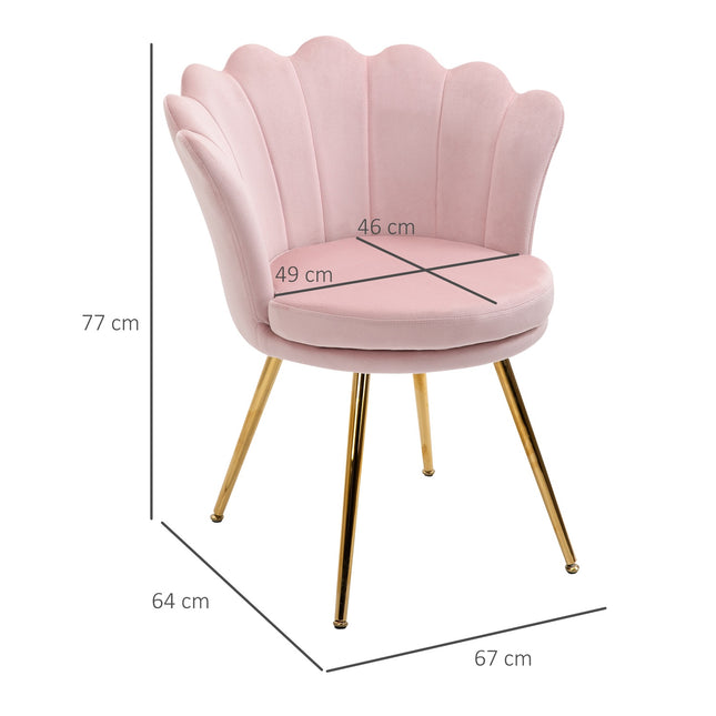 Rosa Samt-Loungesessel, Lotus-Design, Metallbeine