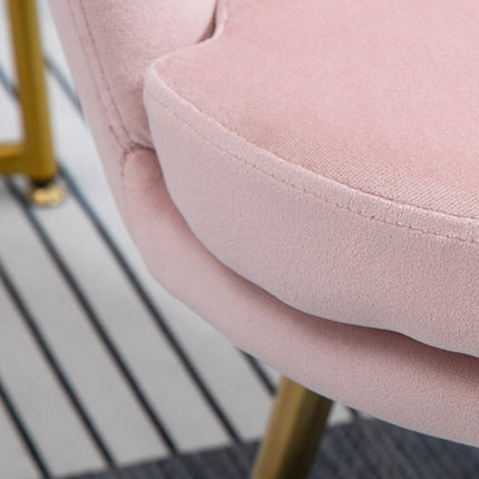 Fauteuil Woonkamer Relaxstoel Loungestoel met Lotusvormig Design Gestoffeerde Stoel met Metalen Poten Fluweellook Enkele Stoel voor Slaapkamer Roze Aosoom