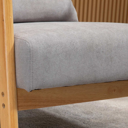 Fauteuil Loungestoel met armleuning, lendenkussen, gewatteerde relaxstoel met houten frame, fluwelen look, S-veer, voor slaapkamer, woonkamer, grijs