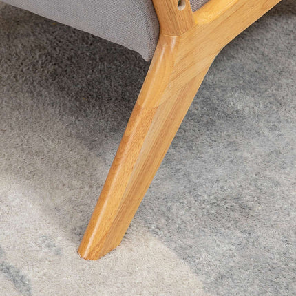 Fauteuil Loungestoel met armleuning, lendenkussen, gewatteerde relaxstoel met houten frame, fluwelen look, S-veer, voor slaapkamer, woonkamer, grijs