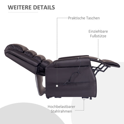 Massagesessel mit Wärmefunktion, Kunstleder, braun