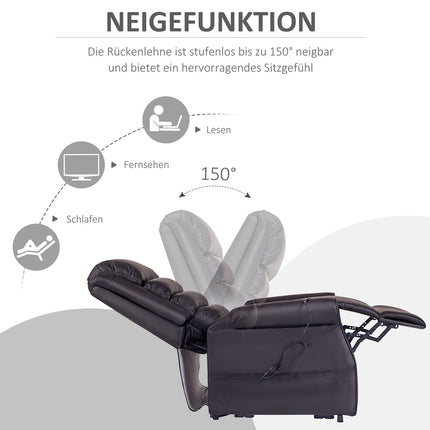 Massagesessel mit Wärmefunktion, Kunstleder, braun
