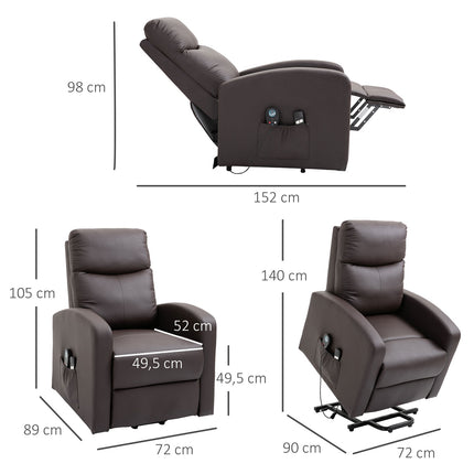 Elektrischer Massagesessel, Liegefunktion mit Aufstehhilfe, braun