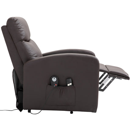 Elektrischer Massagesessel, Liegefunktion mit Aufstehhilfe, braun