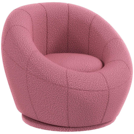 Rotatable pink plush lounge chair, 120 kg capacity