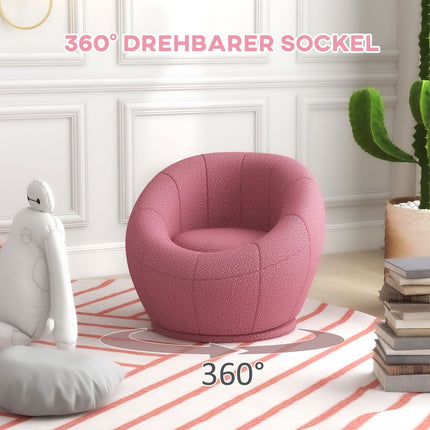 Rotatable pink plush lounge chair, 120 kg capacity