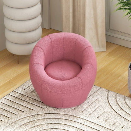 Rotatable pink plush lounge chair, 120 kg capacity