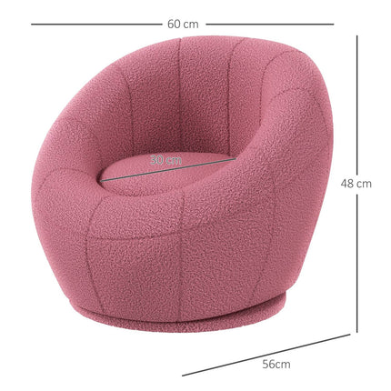 Rotatable pink plush lounge chair, 120 kg capacity