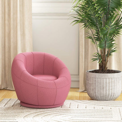 Rotatable pink plush lounge chair, 120 kg capacity