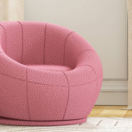 Rotatable pink plush lounge chair, 120 kg capacity