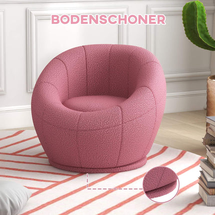 Rotatable pink plush lounge chair, 120 kg capacity