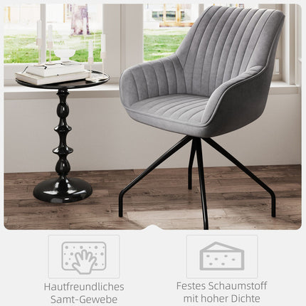 Drehbarer Samtsessel mit Metallbeinen, Dunkelgrau