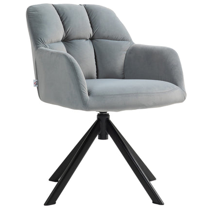Grauer Drehsessel, Samtstoff, Metallbeine, Wohnzimmer