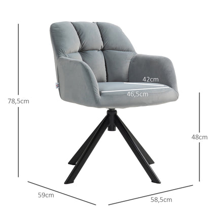 Grauer Drehsessel, Samtstoff, Metallbeine, Wohnzimmer