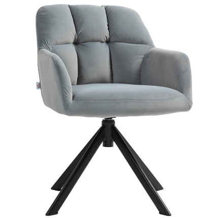Grauer Drehsessel, Samtstoff, Metallbeine, Wohnzimmer