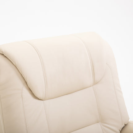 Elektrischer Relaxsessel mit Heizung, verstellbar und cremefarbenem Kunstleder