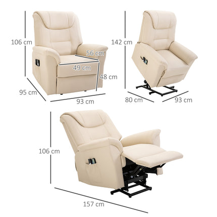 Elektrischer Relaxsessel mit Heizung, verstellbar und cremefarbenem Kunstleder