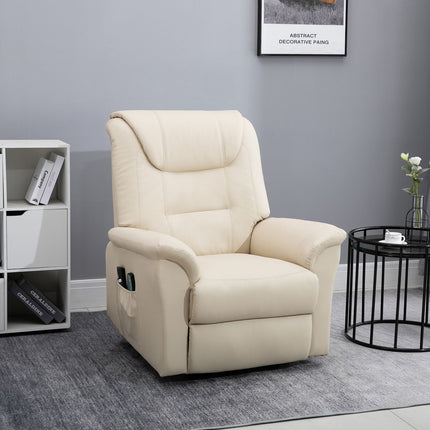 Elektrischer Relaxsessel mit Heizung, verstellbar und cremefarbenem Kunstleder