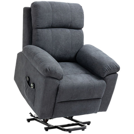 Reclining massage chair with standing aid, grey
